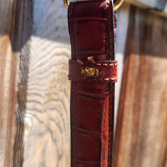 Aigner Red Croc Embossed Leather Crossbody Purse - Picture 6 of 16